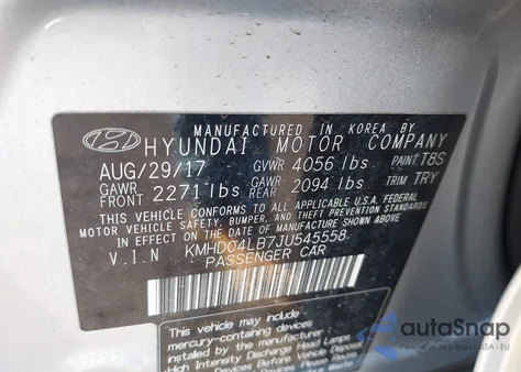 2018 Hyundai Elantra Sport from USA, damaged, VIN KMHD04LB7JU545558